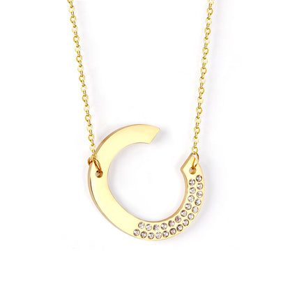Stainless Steel Zircon Pendants Necklaces Gold Color Letter Necklace Chains Accessories Collars Choker Wholesale