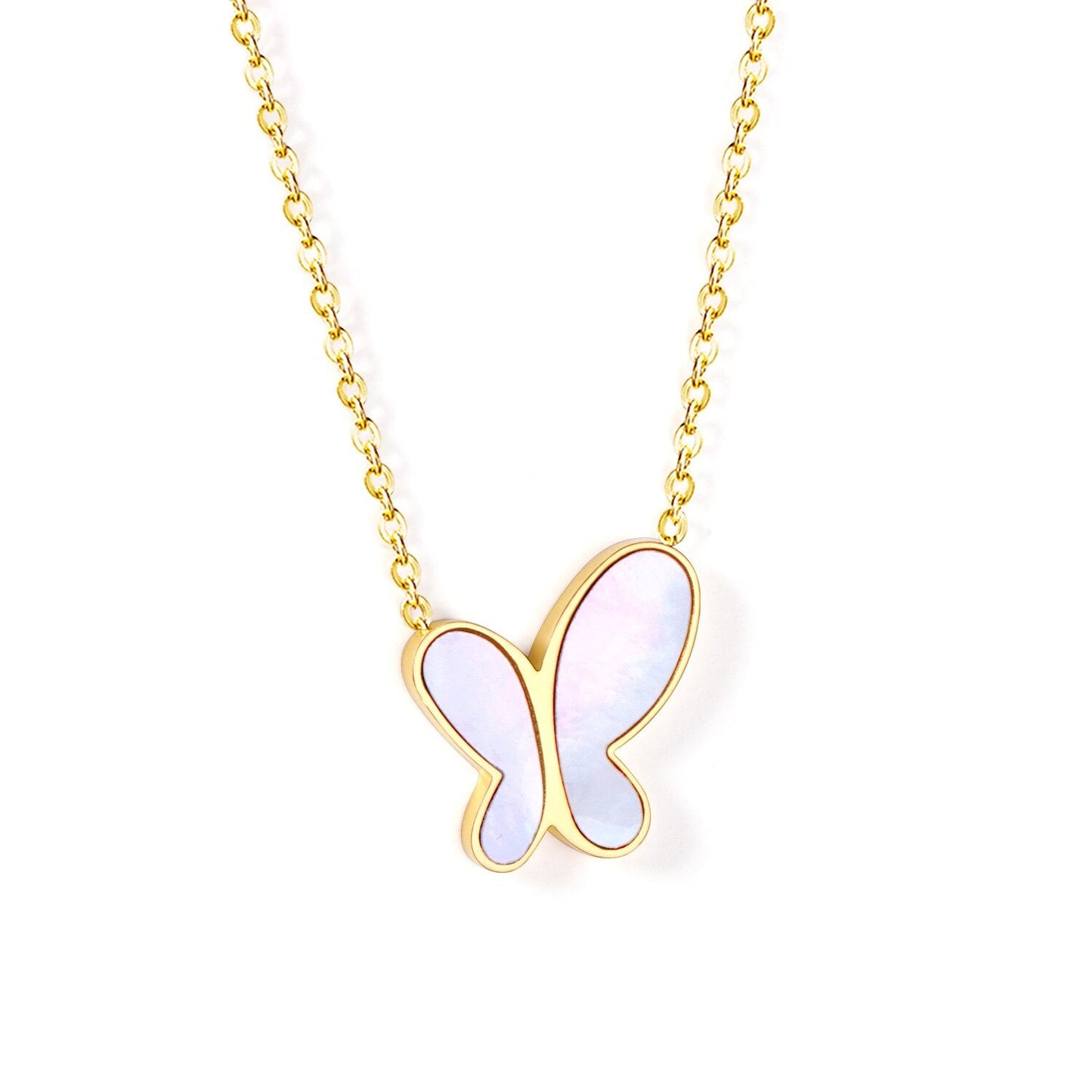 Enamel Girls Kids Jewelry New Fashion Stainless Steel Butterfly Pendant Necklaces For Women Korean Style bijoux femme