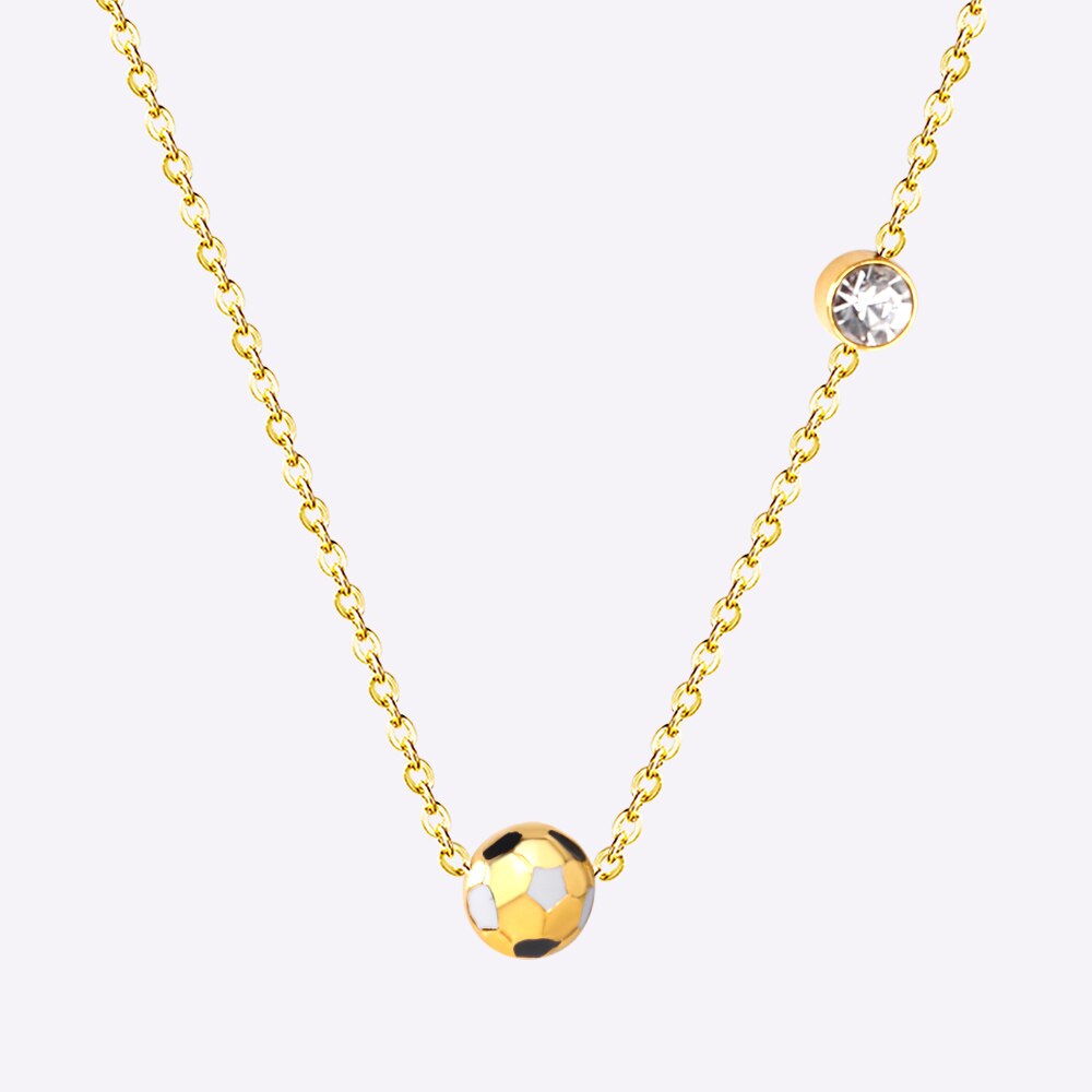 Mix Color Butterfly Football Stainless Steel Pendant Necklace For Women Free Chain With Crystal Necklace Jewellry