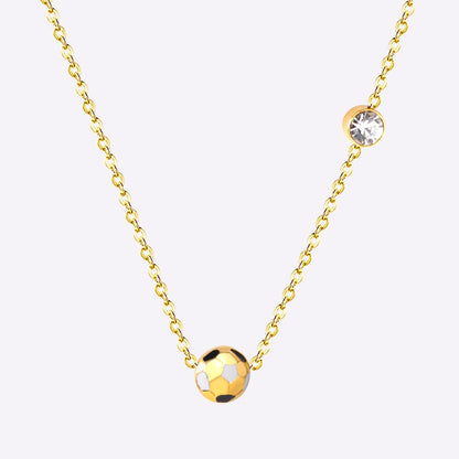Mix Color Butterfly Football Stainless Steel Pendant Necklace For Women Free Chain With Crystal Necklace Jewellry