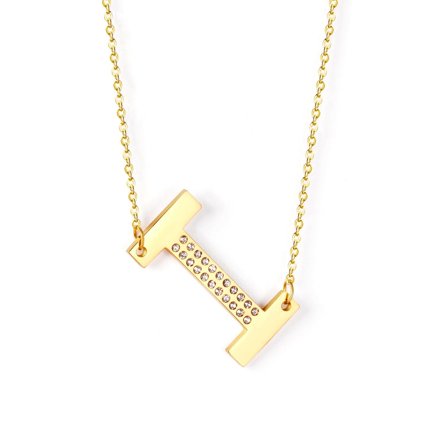 Stainless Steel Zircon Pendants Necklaces Gold Color Letter Necklace Chains Accessories Collars Choker Wholesale