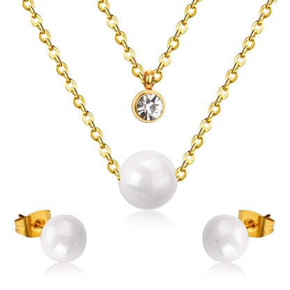 Fake Pearl Crystal Jewellery Set Necklace Earrings Wedding Bridal Dubai Indian Women Jewelry Sets For Women Girls