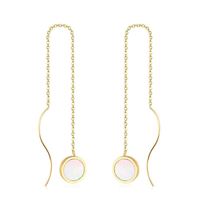Stainless Steel Korean Dangle Earring with Round Shell Dangle Earrings for Girl Women Fashion Jewelry Brinco