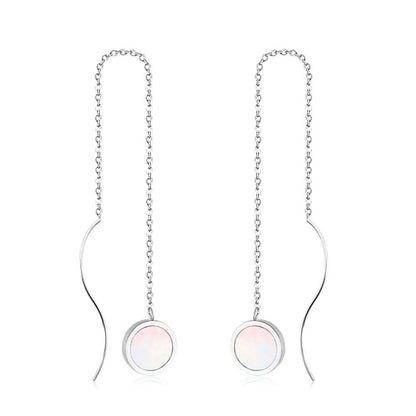 Stainless Steel Korean Dangle Earring with Round Shell Dangle Earrings for Girl Women Fashion Jewelry Brinco