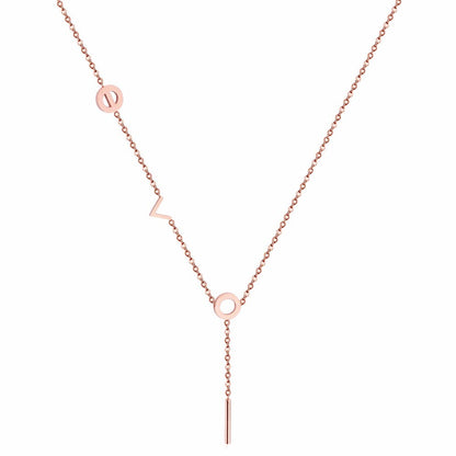 Fashion Jewelry Rose Gold "Love" Pendants Necklaces For Women 316L Stainless Steel Chains choker Necklace Set