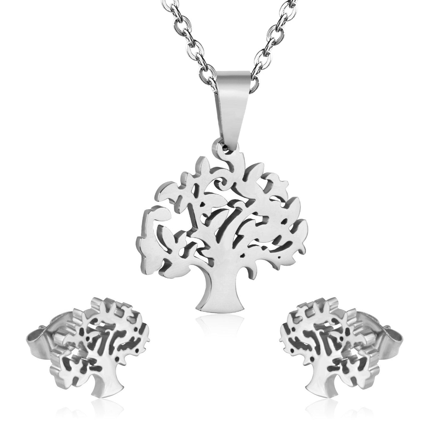Women Christmas Tree Necklace Earrings Set Fashion Jewelry Gold/Steel Color Wedding/Engagement Jewelry Sets Gift