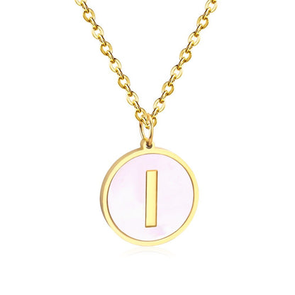 Stainless Steel Round Initial Pendant Necklace Gold Color 26 A-Z Letter Necklaces For Female Party Friend Wholesale