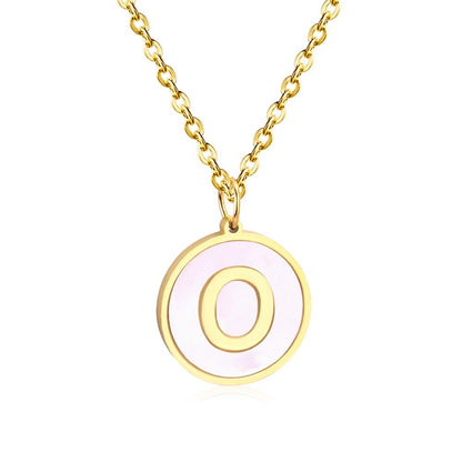 Stainless Steel Round Initial Pendant Necklace Gold Color 26 A-Z Letter Necklaces For Female Party Friend Wholesale