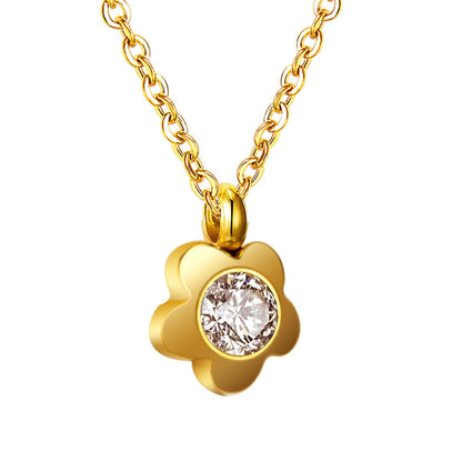 Vintage Flower Star Stainless Steel Gold Necklace Female's Sweater Retro Pendant Necklace Accessory Gifts