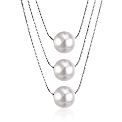 Fake Pearl Pendant Choker Chains Necklace Set Multi-layer Gold Necklaces For Women Jewelry collares colar collier