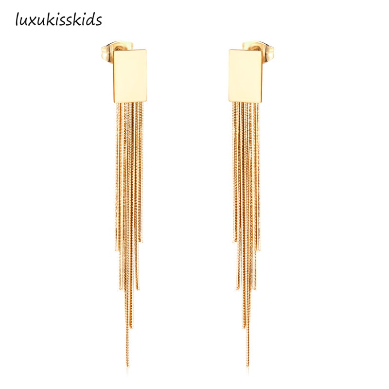 Vestido Jewelry Korean Style Wedding Tassel Drop Earrings Women Stainless Steel Dangle Earings Christmas Pendientes