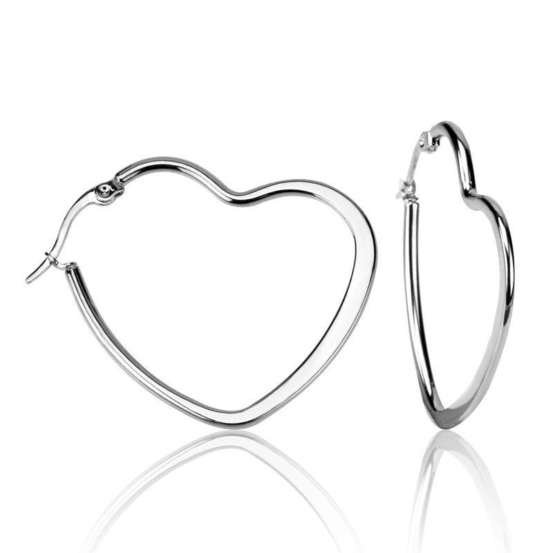 Classical Stainless Steel Earings 25mm Gold Steel color Zircon Hoop Earrings Set for Women's Fashion Jewelry brinco