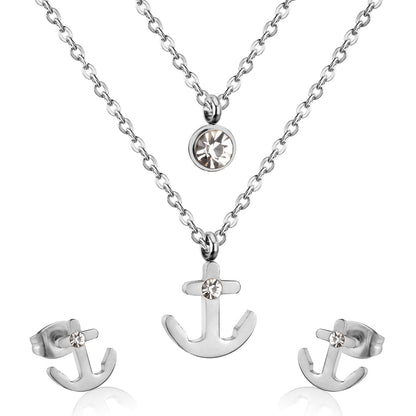 Arrow 316L Stainless Steel Double Necklace Earring Wedding African Dubai Jewelry Set For Women Girl Jewellery sets