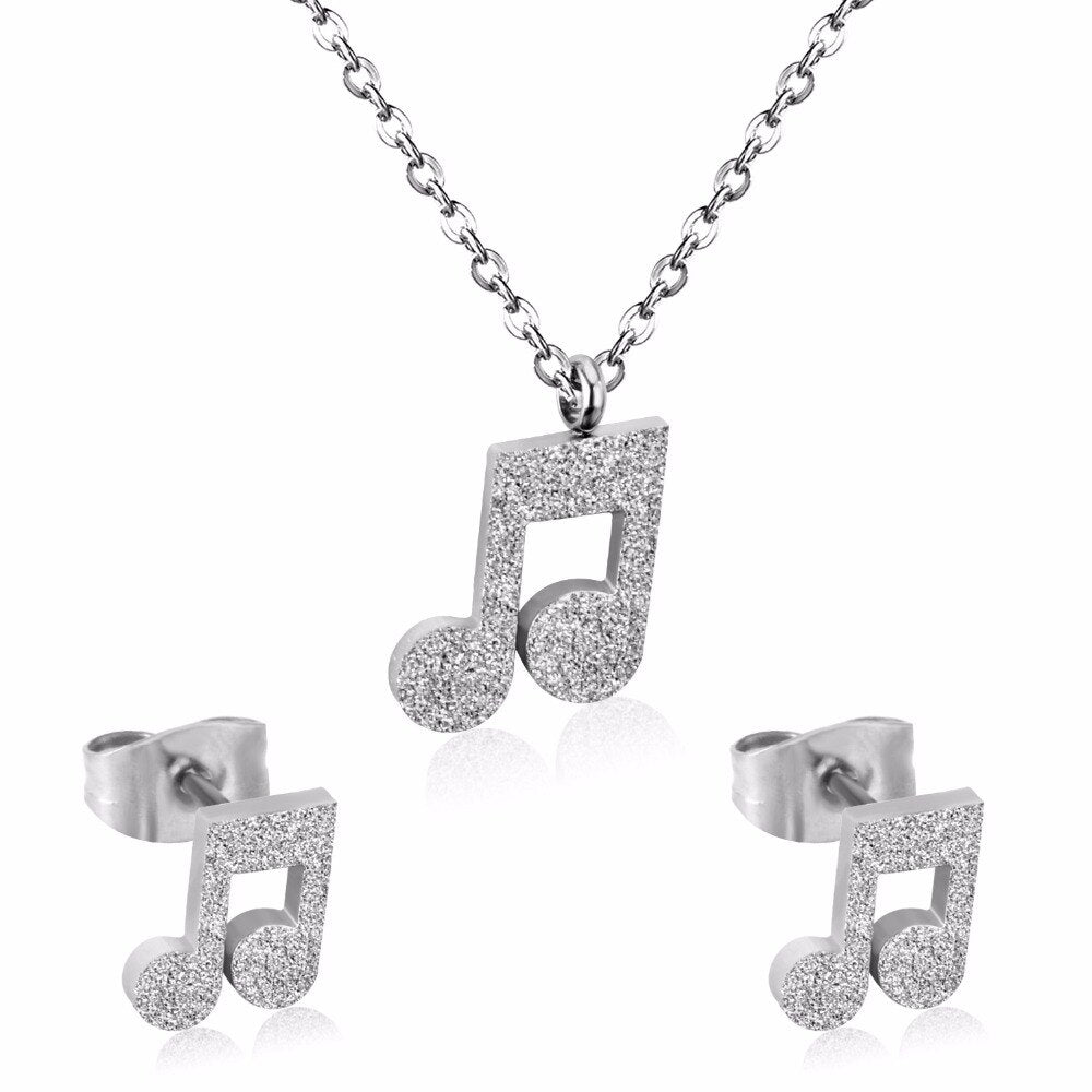 Popular Jewelry Sets Musician Symbol Stainless Steel Gold Dubai Indian Jewelry Sets For Girls Women Jewellery Set