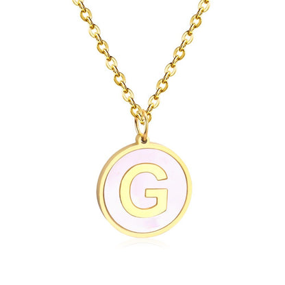 Stainless Steel Round Initial Pendant Necklace Gold Color 26 A-Z Letter Necklaces For Female Party Friend Wholesale