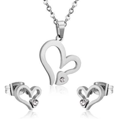 Bridal Dubai Necklace Earring Jewellery Sets Heart Crytal Gold Color Wedding Indian Jewelry sets For Women Girls