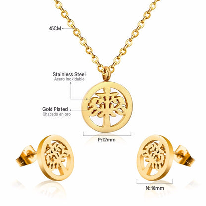 Tree Necklace Earrings Wedding Dubai Jewelry Sets For Women Girls Gold/Steel Indian Bridal Jewelry Sets Jewellery