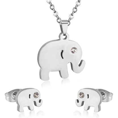 Dubai Wedding African Jewelry Sets Gold CZ Elephant Pendant Necklaces Earrings For Men/Women Fashion Jewelry sets