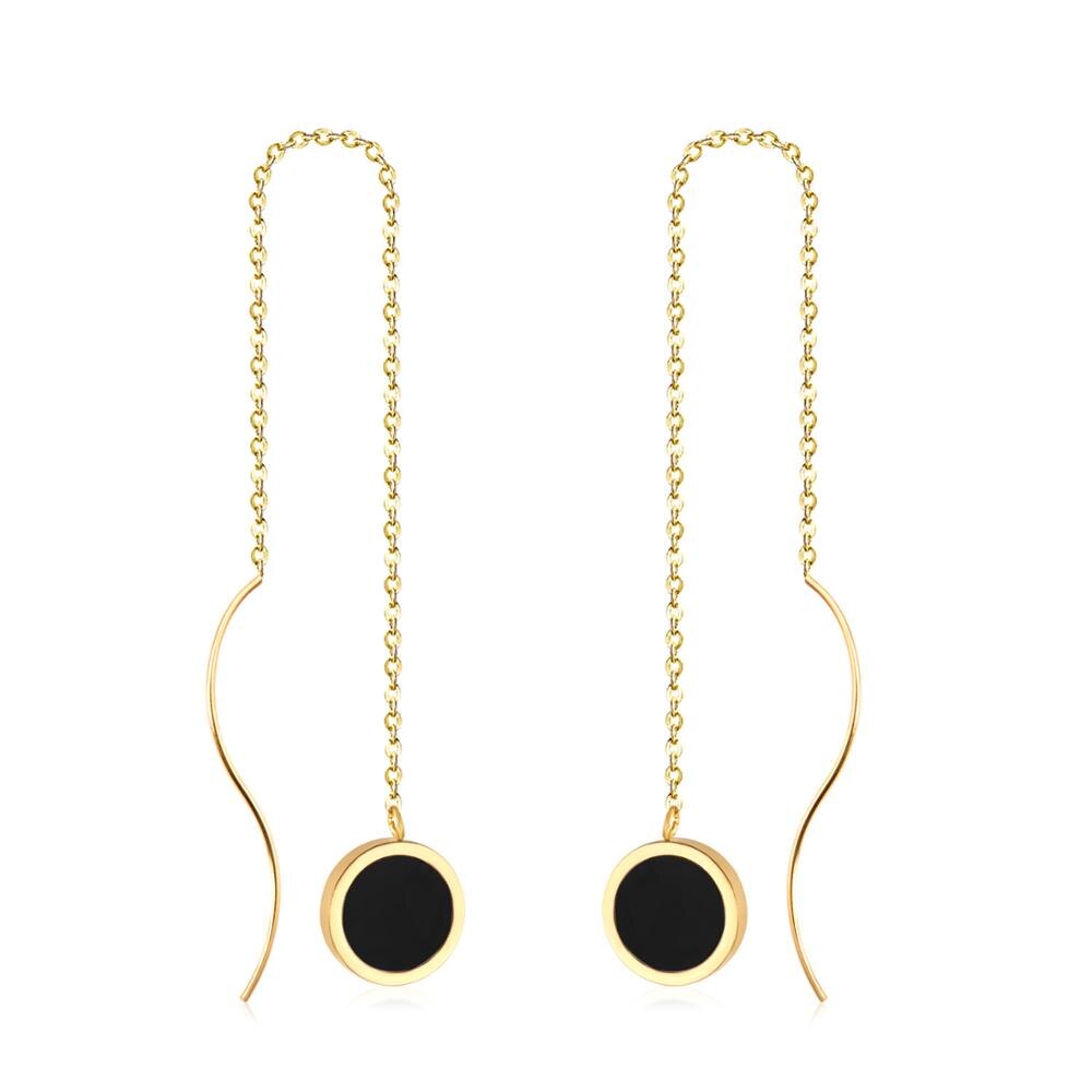 Stainless Steel Korean Dangle Earring with Round Shell Dangle Earrings for Girl Women Fashion Jewelry Brinco