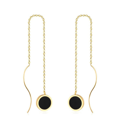 Stainless Steel Korean Dangle Earring with Round Shell Dangle Earrings for Girl Women Fashion Jewelry Brinco