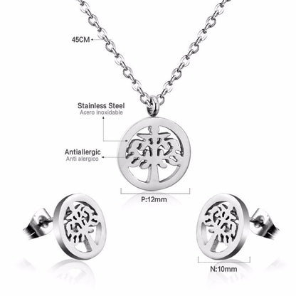 Tree Necklace Earrings Wedding Dubai Jewelry Sets For Women Girls Gold/Steel Indian Bridal Jewelry Sets Jewellery