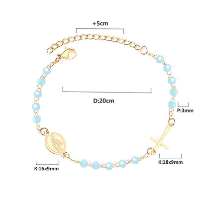 ASON Female Adjustable Extender Chains Bracelets Classic Style Black/Red/Pink/Blue Crystal Beaded Bracelets Women Curb Gift
