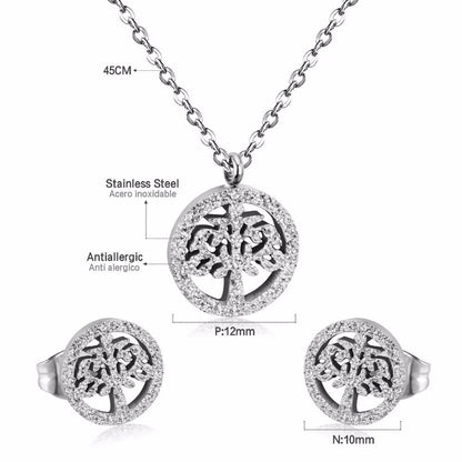 Tree Necklace Earrings Wedding Dubai Jewelry Sets For Women Girls Gold/Steel Indian Bridal Jewelry Sets Jewellery
