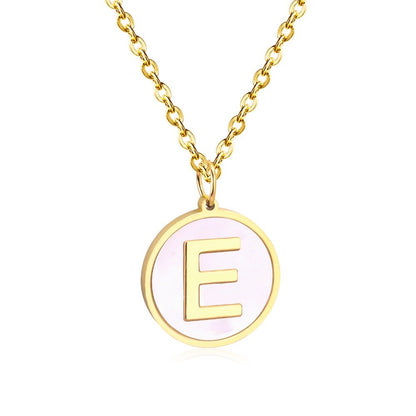 Stainless Steel Round Initial Pendant Necklace Gold Color 26 A-Z Letter Necklaces For Female Party Friend Wholesale