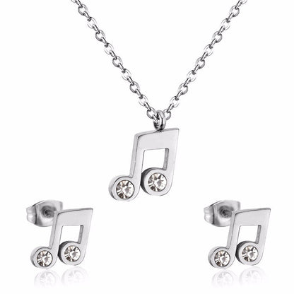 Popular Jewelry Sets Musician Symbol Stainless Steel Gold Dubai Indian Jewelry Sets For Girls Women Jewellery Set