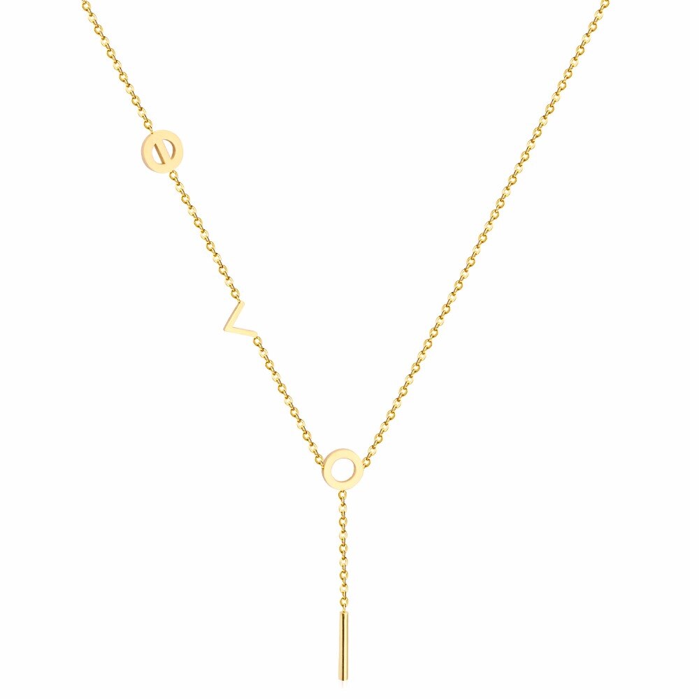 Fashion Jewelry Rose Gold "Love" Pendants Necklaces For Women 316L Stainless Steel Chains choker Necklace Set