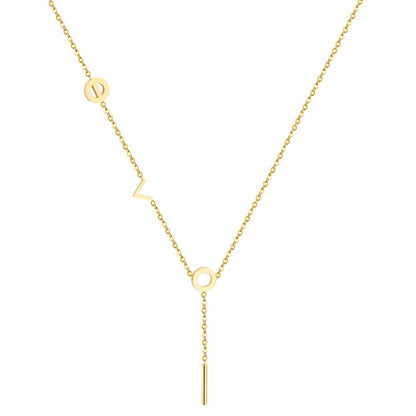 Fashion Jewelry Rose Gold "Love" Pendants Necklaces For Women 316L Stainless Steel Chains choker Necklace Set