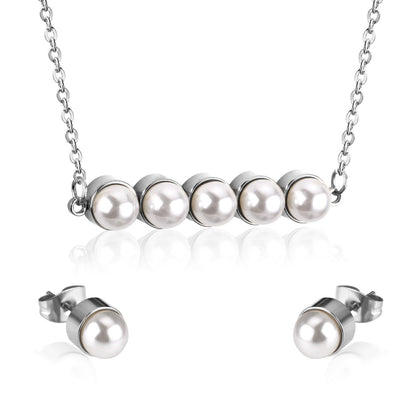 New Fake Pearl Wedding Jewelry Set Crystal Necklace Jewelry Sets Party Women Necklace Bridal Earrings
