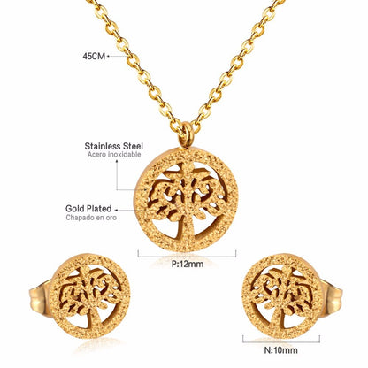 Tree Necklace Earrings Wedding Dubai Jewelry Sets For Women Girls Gold/Steel Indian Bridal Jewelry Sets Jewellery