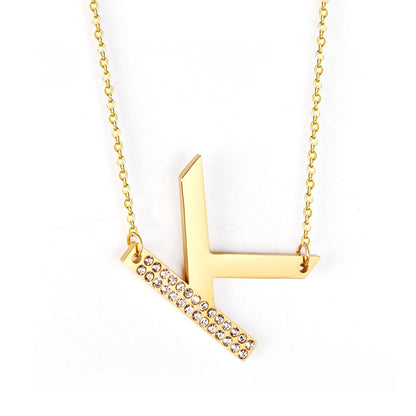 Stainless Steel Zircon Pendants Necklaces Gold Color Letter Necklace Chains Accessories Collars Choker Wholesale