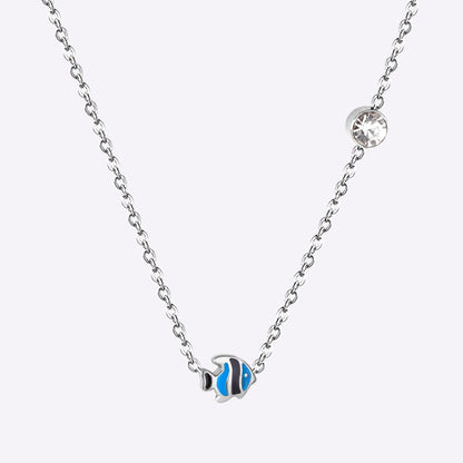 Small Yellow Blue Fish Pendant Necklace Stainless Steel Necklace For Women Fashion Animal Jewellry Necklace Choker