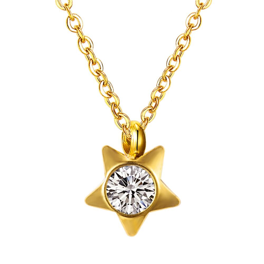 Vintage Flower Star Stainless Steel Gold Necklace Female's Sweater Retro Pendant Necklace Accessory Gifts