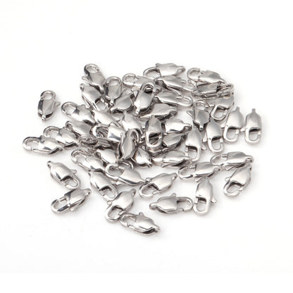 ASON 50/pcs Gold/Silver Color Stainless Steel Lobster Clasp for Necklace Bracelet Findings Connector DIY Jewelry Making Supplies