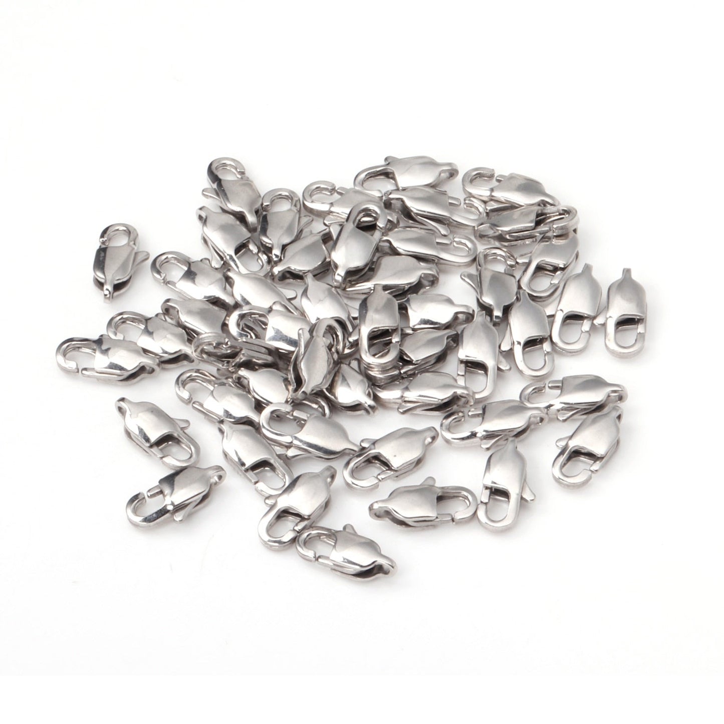 ASON 50/pcs Gold/Silver Color Stainless Steel Lobster Clasp for Necklace Bracelet Findings Connector DIY Jewelry Making Supplies