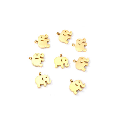 ASON 10pcs/Lot 12.5x9.5mm Gold Pendant Charms Stainless Steel Elephant For Necklace Bracelets DIY Jewelry Accessories Supplies