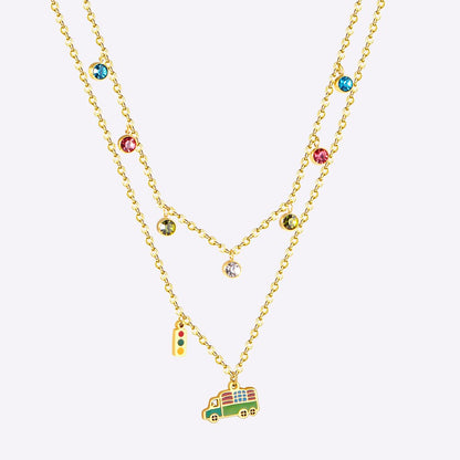 New Arrival Vegetable Food Cartoon Double Chain Pendant Necklace For Girls Fashion Chain Jewellry Necklace choker