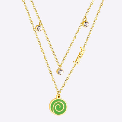 New Arrival Vegetable Food Cartoon Double Chain Pendant Necklace For Girls Fashion Chain Jewellry Necklace choker
