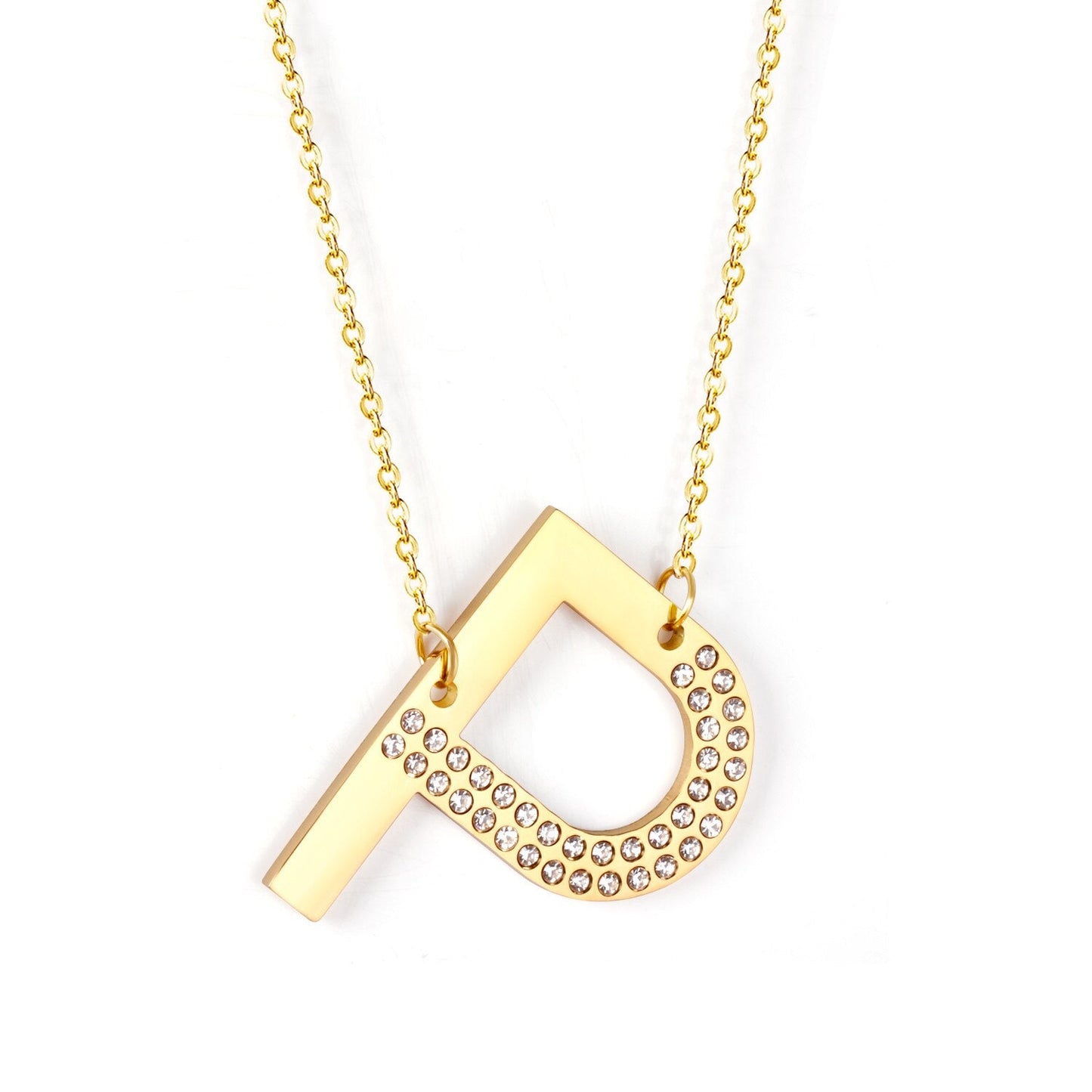 Stainless Steel Zircon Pendants Necklaces Gold Color Letter Necklace Chains Accessories Collars Choker Wholesale