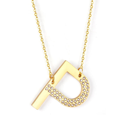 Stainless Steel Zircon Pendants Necklaces Gold Color Letter Necklace Chains Accessories Collars Choker Wholesale