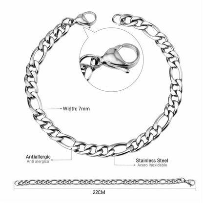 Wholesale Ason 7mm Cuban Link Chain Bracelets Stainless Steel Gold Color for Men Women Party Gift Fashion Bangle Jewelry Boho