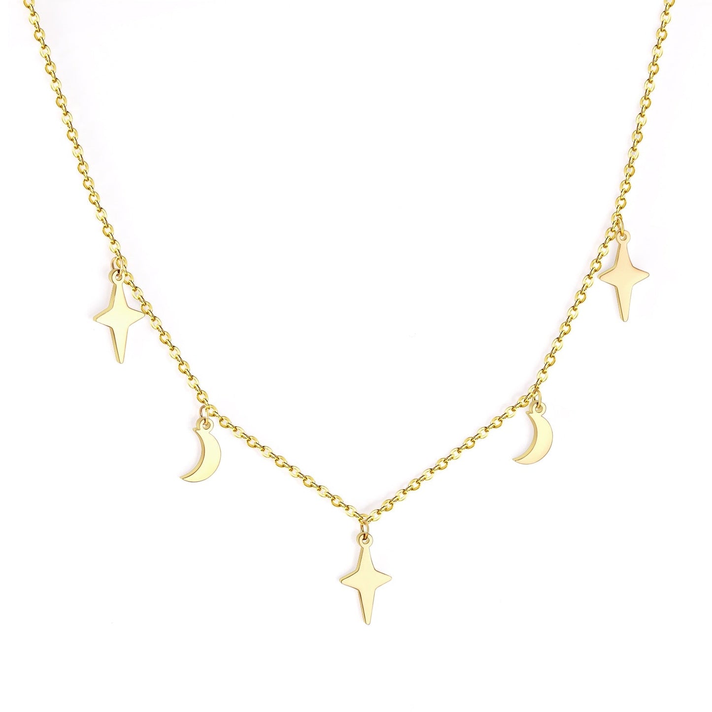 Star Zircon Gold color Pendants Necklaces Set For Girl Stainless Steel Collars Choker Necklace Women 2020 In bulk