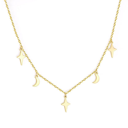 Star Zircon Gold color Pendants Necklaces Set For Girl Stainless Steel Collars Choker Necklace Women 2020 In bulk