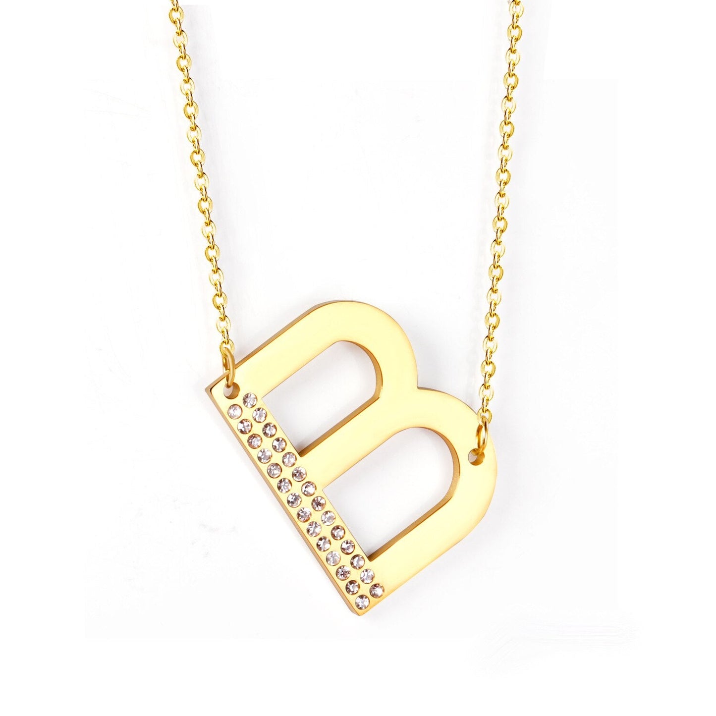 Stainless Steel Zircon Pendants Necklaces Gold Color Letter Necklace Chains Accessories Collars Choker Wholesale