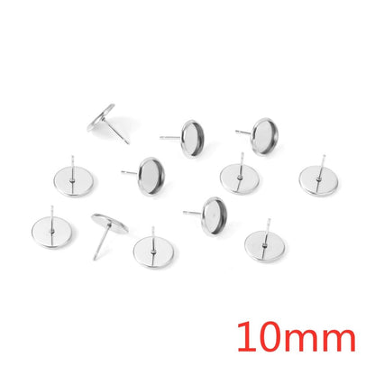 ASON 100pcs/lot Stainless Steel Blank Earring Base Cabochon Earrings Setting Accessories for DIY Jewelry Making Supplies