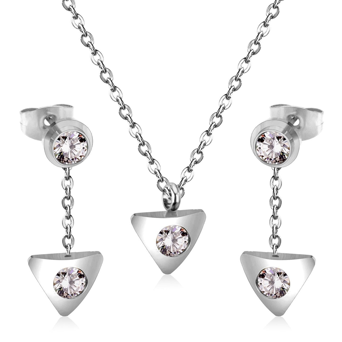 New Heart Shape Crystal Fashion Necklaces Droop Earrings Sets For Woman Dubai Wedding Jewelry Set pendientes bijoux