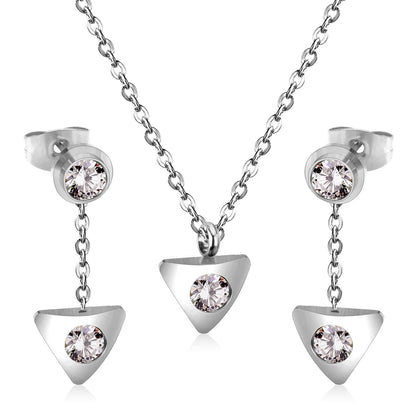 New Heart Shape Crystal Fashion Necklaces Droop Earrings Sets For Woman Dubai Wedding Jewelry Set pendientes bijoux
